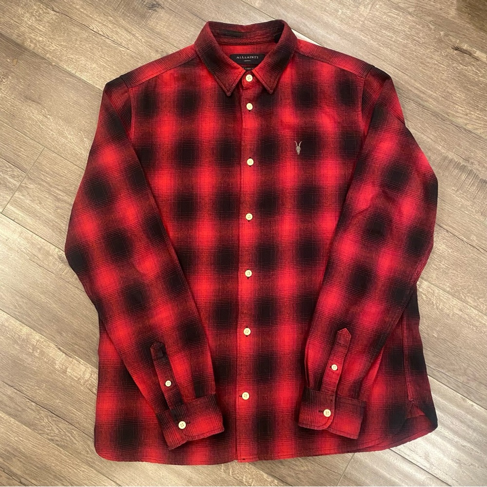 🔥 AllSaints “Hoboken” Flannel Shirt - Size Small Relaxed Fit